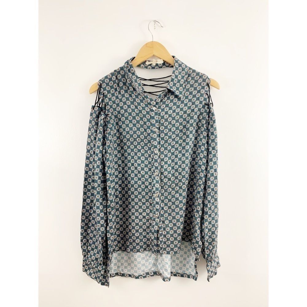 Gildedintent Cold Shoulder Button Down Shirt - image 2